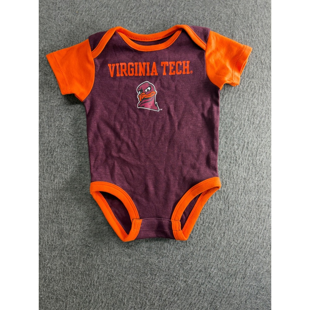Team Athletics Virginia Tech Hokies Baby Bodysuit Maroon Orange 3/6M NCAA